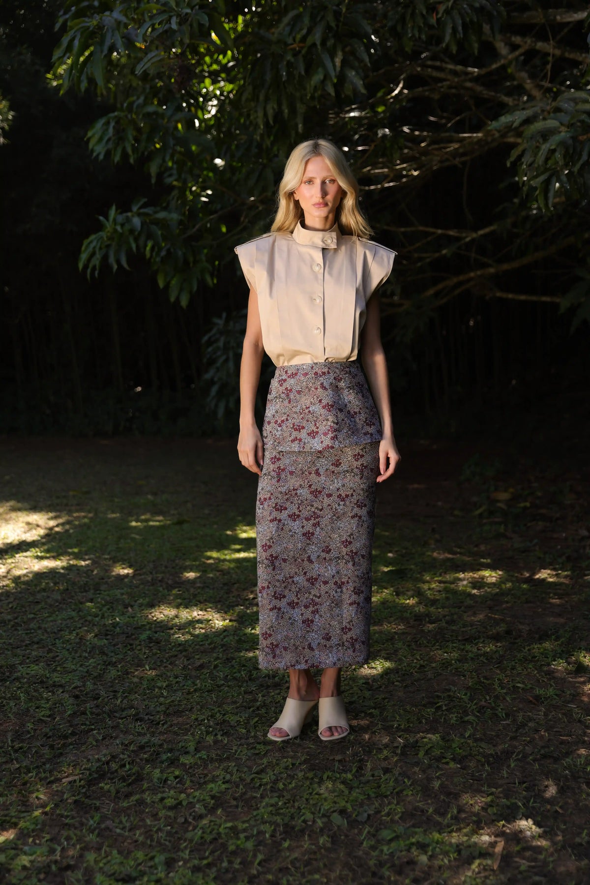 Saia Jasmim Jacquard Peplum